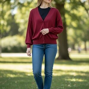 13.) Oh! MG Elegant Burgundy Women's Cardigan